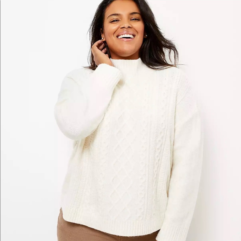 LOFT Plus Turtleneck Cable Sweater NWT so soft!!!